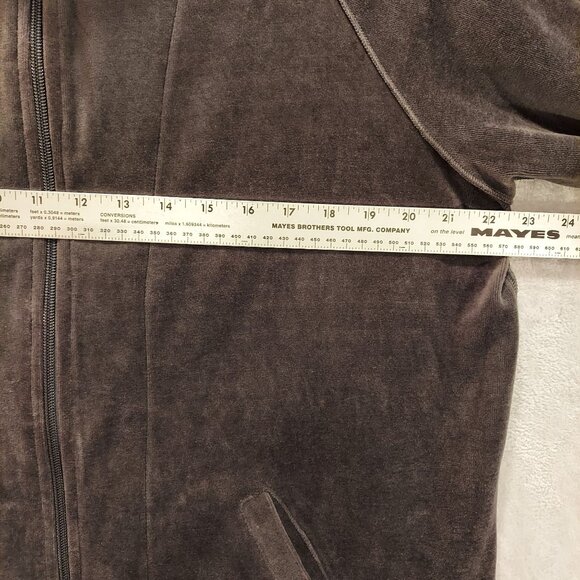 Chico's Spa Womens XL jacket Zip Charcoal Velour Beaded Quilted Embossed design - Picture 6 of 14